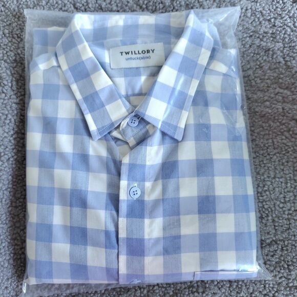 Twillory Shirt Mens XL Blue Plaid Untuckable Button Up Long Sleeve Tailored - Picture 16 of 16
